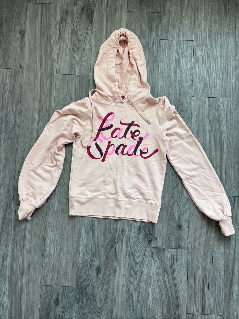 Kate Spade Light Pink Hoodie with Ribbon Logo-XS NWOT
